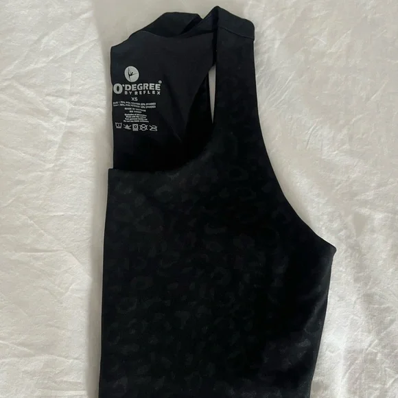 90 Degree by Reflex Wonerlink Black Leopard Print Racerback Sports Bra - Picture 10 of 13